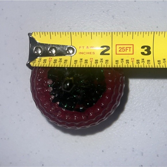 1990 Joe Rice Art Glass Strawberry Red‎ Green Leaves Figurine Paperweight 3.75” - Picture 4 of 7